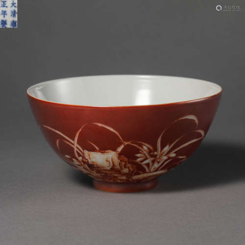 China Qing Dynasty Alum red bowl