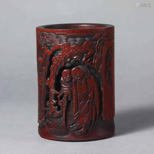 China Qing Dynasty wood carving pen holder