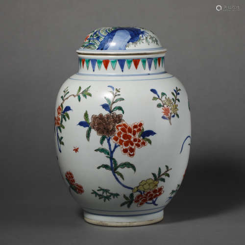 China Qing Dynasty flower and bird jar
