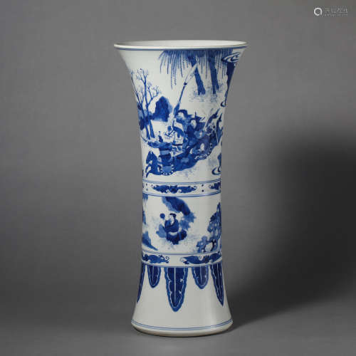 China Qing Dynasty Blue and white porcelain hub