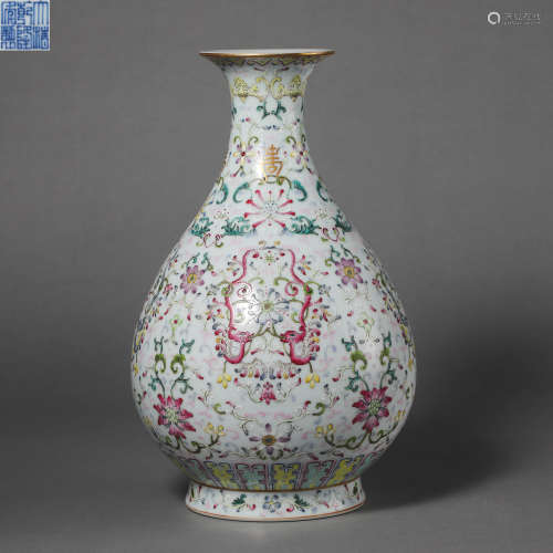 China Qing Dynasty Pastel Yuhuchun bottle