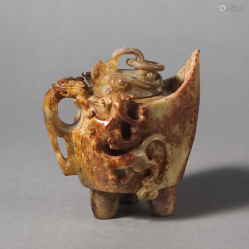China Han Dynasty Hetian jade pot
