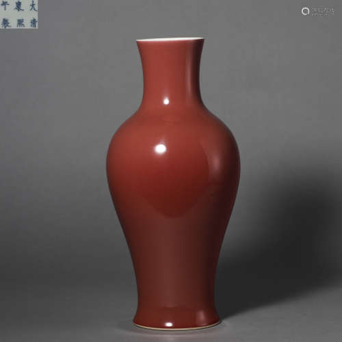 China Qing Dynasty Red-glazed Guanyin bottle