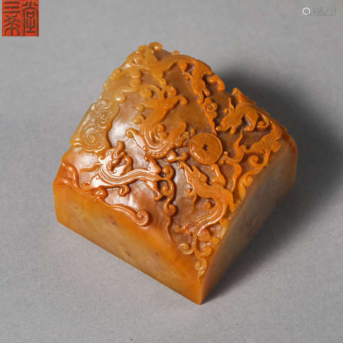 China Qing Dynasty Seal made of yellow stone