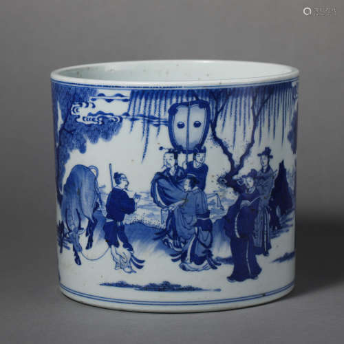 China Qing Dynasty blue and white porcelain pen holder