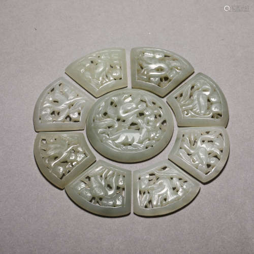 China Qing Dynasty A set of strips made of Hetian jade