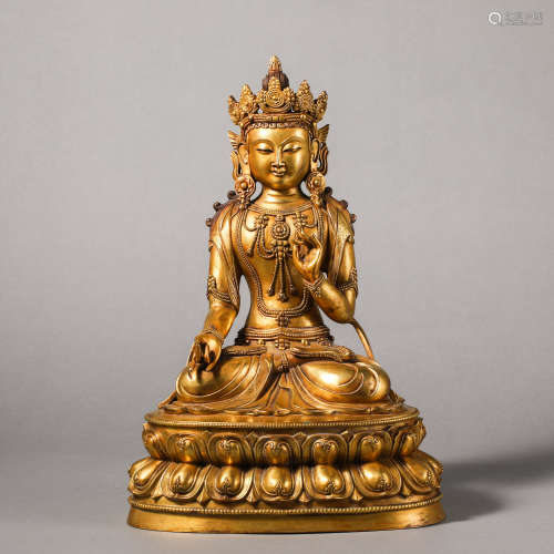 China Qing Dynasty Gilt bronze Buddha statue