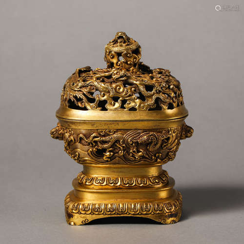 China Qing Dynasty Gilt incense burner