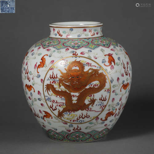 China Qing Dynasty pastel dragon pattern Can