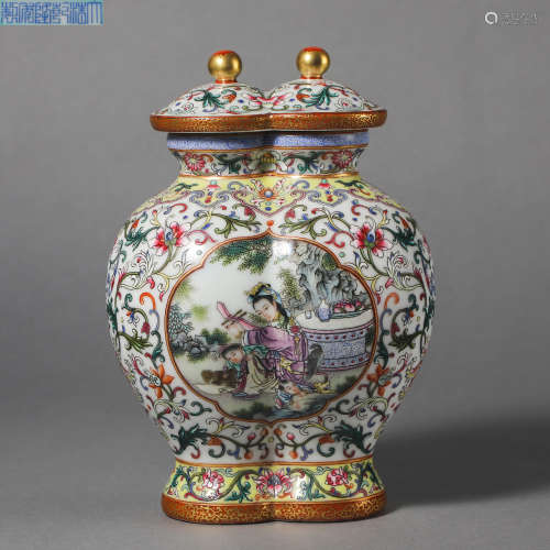 China Qing Dynasty Enamel double conjoined ornamental bottle