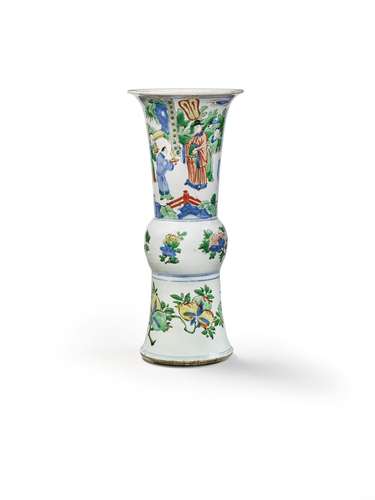 A WUCAI 'FIGURAL' VASE, GU CHINA, TRANSITIONAL PERIOD, 17TH ...