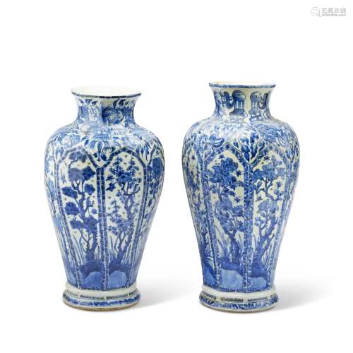 TWO LARGE BLUE AND WHITE BALUSTER VASES CHINA, QING DYNASTY,...