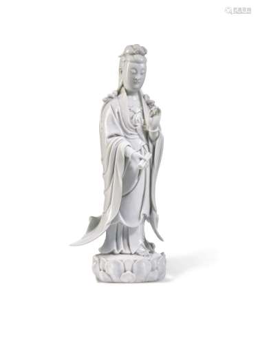 A DEHUA FIGURE OF STANDING GUANYIN CHINA, QING DYNASTY, 19TH...