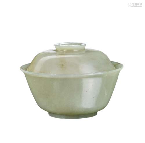 A CELADON JADE BOWL AND A COVER CHINA, QING DYNASTY, 18TH-19...