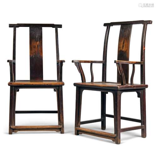 A PAIR OF YUMU YOKEBACK CHAIRS CHINA, QING DYNASTY, 18TH-19T...