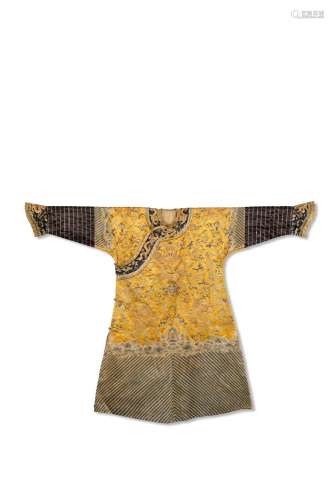 AN EMBROIDERED YELLOW SILK DRAGON ROBE FOR A CHILD, LONGPAO ...
