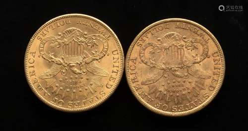 Deux pièces de 20 Dollars US 1894 et 1904Poids : 66,82 g
