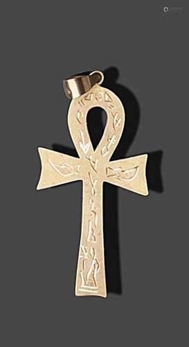 Pendentif à motif de croix égyptienne en or jaune 18K (750)H...