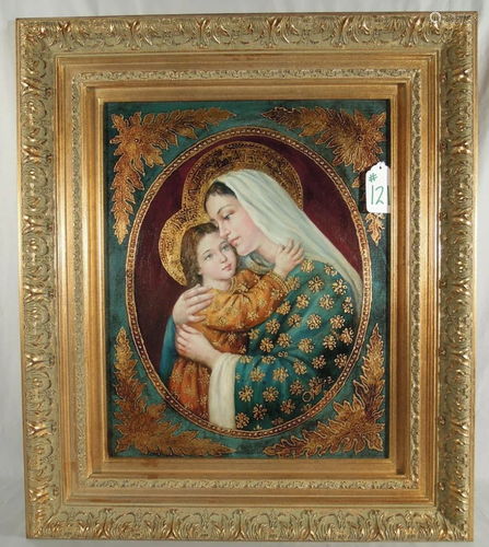 ORIGINAL OIL ON BOARD "MADONNA & CHILD" BY ORT...