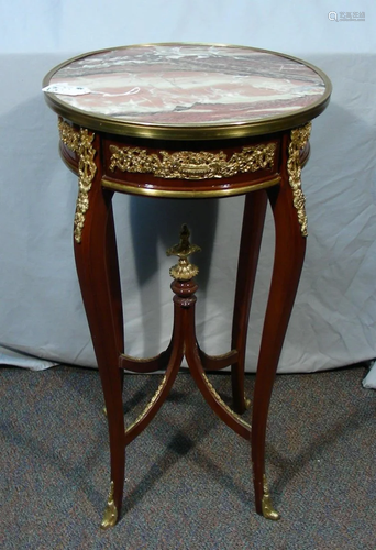 FINE FRENCH ROUND SIDE TABLE WITH MARBLE TOP