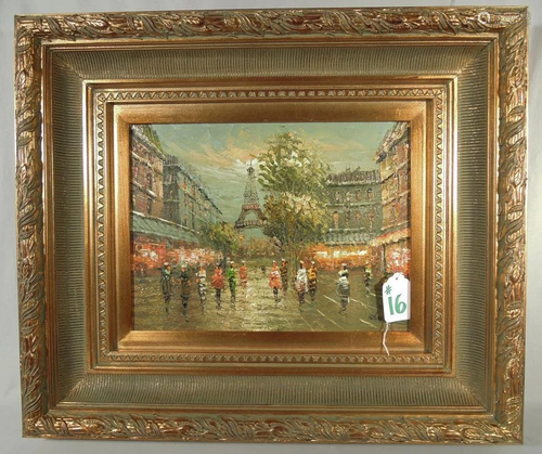 ORIGINAL OIL ON CANVAS: PARISIAN STREET SCENE