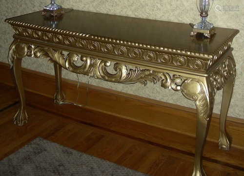 GORGEOUS HAND CARVED WOODEN GILT CONSOLE TABLE