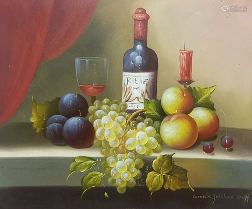 OIL PAINTING Still Life: Wine and Fruit by Cornelis Jacobsz ...