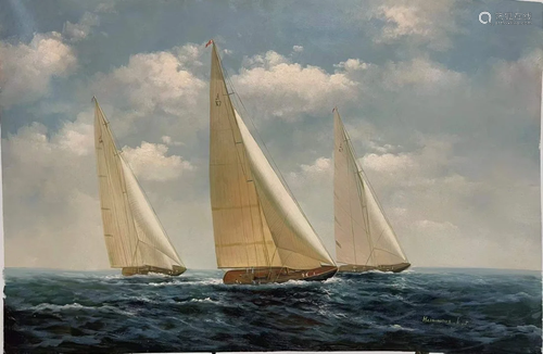 OIL PAINTING Ships Under Full Sail