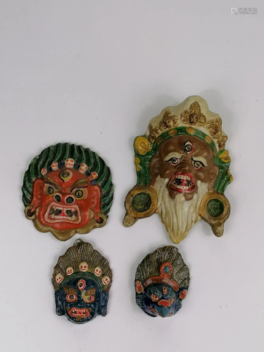 A Group of Tibetan Deities masks