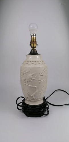 A Blanc de Chine Chinese Dehua porcelain lamp