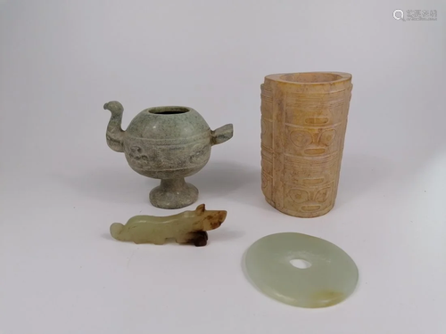 A group of Chinese Archaic stylish jade