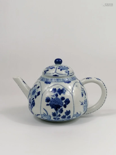 A Chinese blue and white teapot