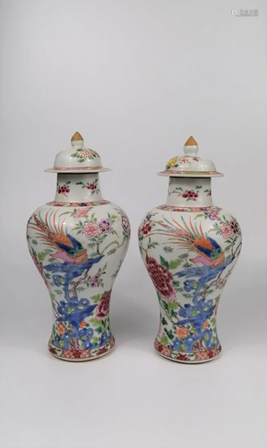 A pair of Chinese famille rose vases