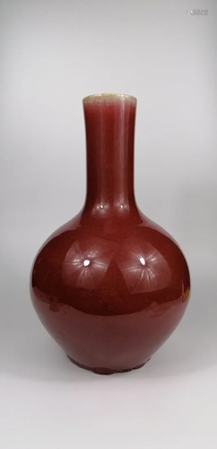 A large Chinese copper red-glaze base