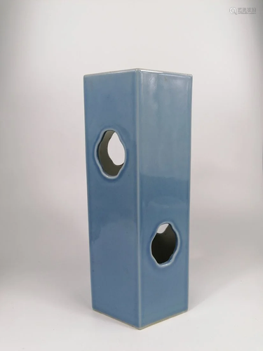 A Chinese hexagonal sky-blue glazed porcelain hat stand