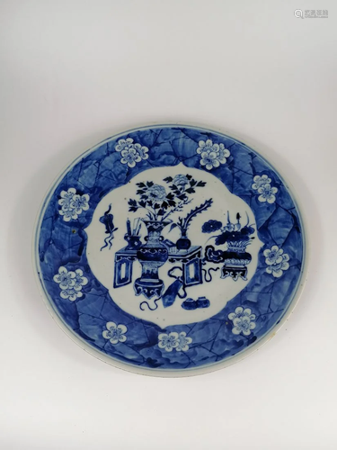 A Chinese blue and white large plate