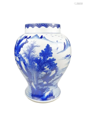 Kangxi Blue and White Landscape Baluster Jar