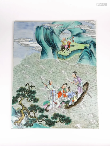 A Chinese famille rose porcelain panel