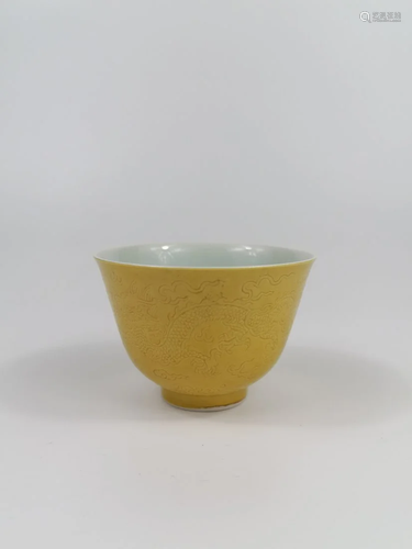 Chinese yellow ground porcelain cup