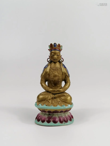 A Chinese Amitayus porcelain statue