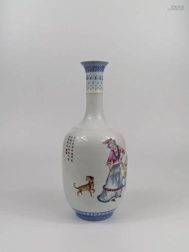 A Chinese famille rose and poetry vase