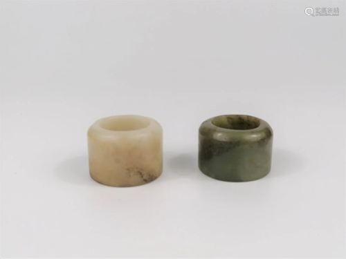 Chinese Jade archer rings (a pair)