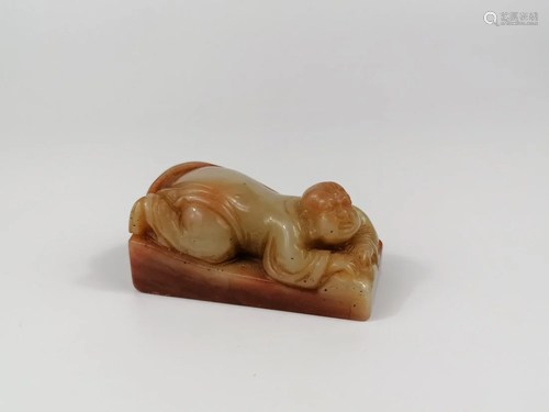 A Chinese Shoushan stone seal stamp