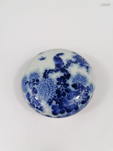 A Chinese Blue and white ink box