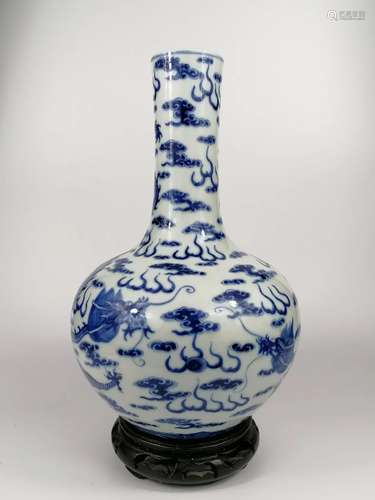 A Chinese blue and white vase