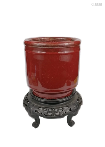 A Chinese oxblood red glazed planter