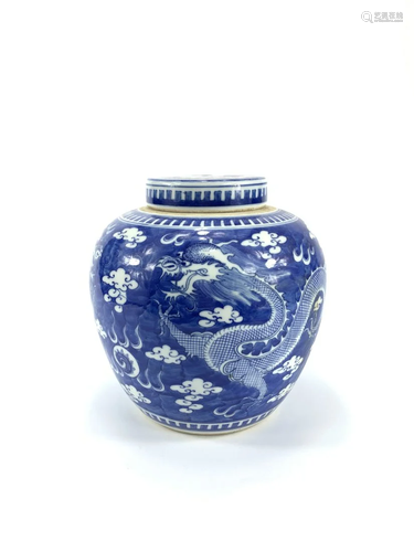 A Chinese blue and white dragon Ginger Jar