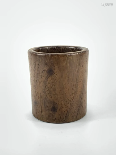 A Chinese hardwood brush pot