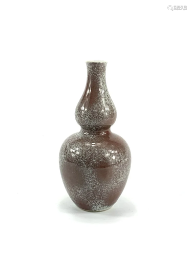 A Chinese red-glazed snowflake gourd bottle vase