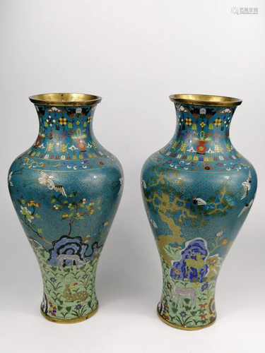 A PAIR OF CHINESE CLOISONNÃ‰ 'LONGEVITY' BALUSTER ...